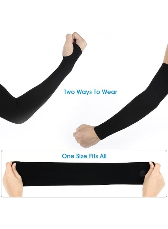 CLENEA 4 Pairs UV Sun Protection Arm Sleeves for Men Women, UPF 50 Compression Cooling Sleeves, Outdoor Sports Sleeve, UV Arm Cover, Sun Sleeves, Gardening Outdoors Sports Workouts Sunscreen Arm Sleeves - Image 4